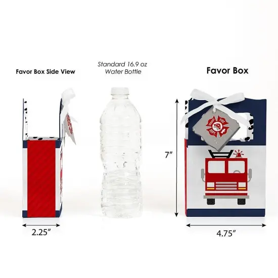 Big Dot of Happiness Fired Up Fire Truck - Firefighter Firetruck Baby Shower or Birthday Party Favor Boxes - Set of 12 {3}
