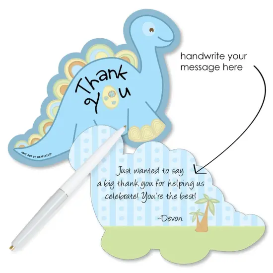 Big Dot of Happiness Baby Boy Dinosaur - Shaped Thank You Cards -Baby Shower or Birthday Party Thank You Note Cards with Envelopes - Set of 12 {3}