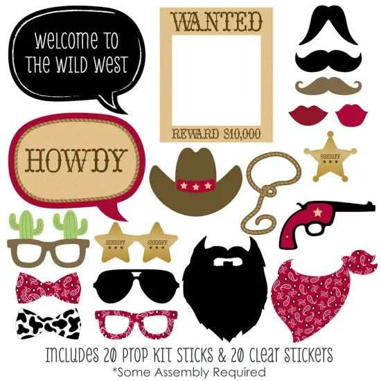 Big Dot of Happiness Little Cowboy - Western Photo Booth Props Kit - 20 Count {3}