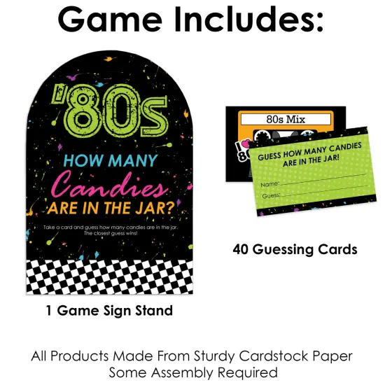 Big Dot of Happiness 80&rsquo;s Retro - How Many Candies Totally 1980s Party Game - 1 Stand and 40 Cards - Candy Guessing Game {4}