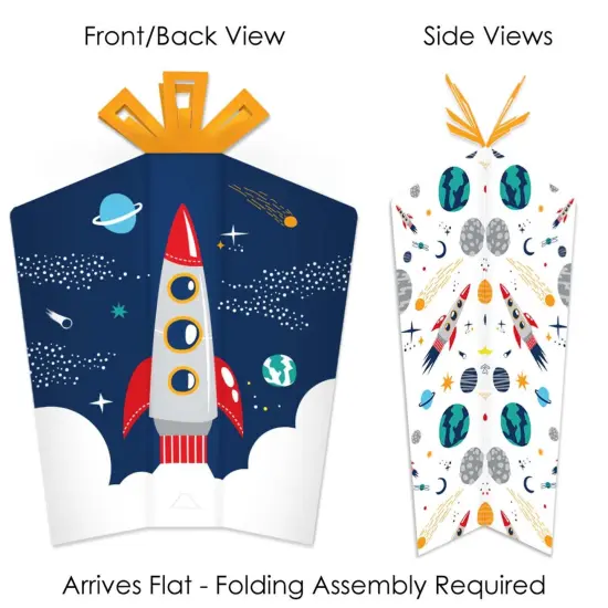 Big Dot of Happiness Blast Off to Outer Space - Table Decorations - Rocket Ship Baby Shower or Birthday Party Fold and Flare Centerpieces - 10 Count {3}