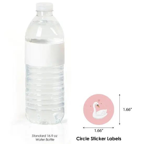 Big Dot of Happiness Swan Soiree - White Swan Baby Shower or Birthday Party Circle Sticker Labels - 24 Count {4}