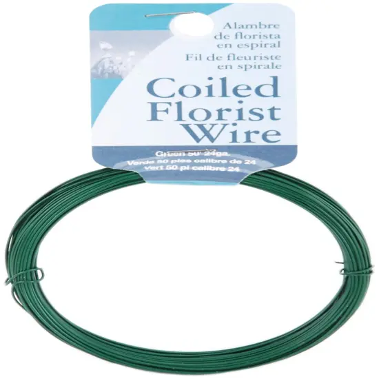 Panacea Coiled Floral Wire 24 Gauge 50'-Green {1}