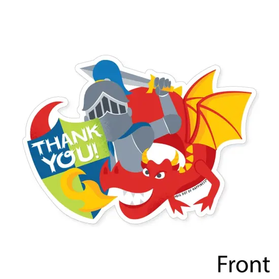 Big Dot of Happiness Calling All Knights and Dragons - Shaped Thank You Cards - Medieval or Birthday Party Thank You Cards with Envelopes - Set of 12 {4}
