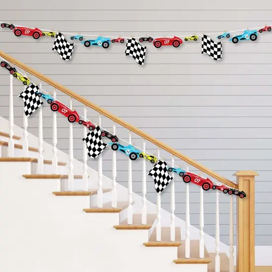 Big Dot of Happiness Let's Go Racing - Racecar - Race Car Birthday Party or Baby Shower DIY Decorations - Clothespin Garland Banner - 44 Pieces {3}