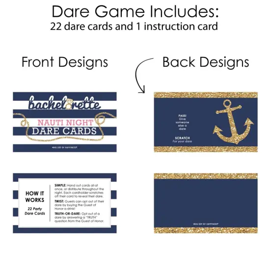 Big Dot of Happiness Last Sail Before the Veil - Nautical Bridal Shower and Bachelorette Party Game Scratch Off Dare Cards - 22 Count {6}