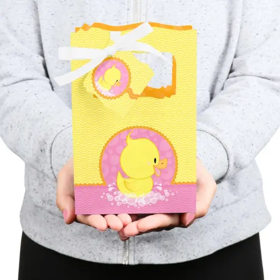 Big Dot of Happiness Pink Ducky Duck - Girl Baby Shower or Birthday Party Favor Boxes - Set of 12 {6}