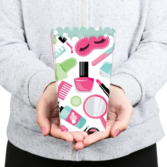 Big Dot of Happiness Spa Day - Girls Makeup Party Favor Popcorn Treat Boxes - Set of 12 {6}