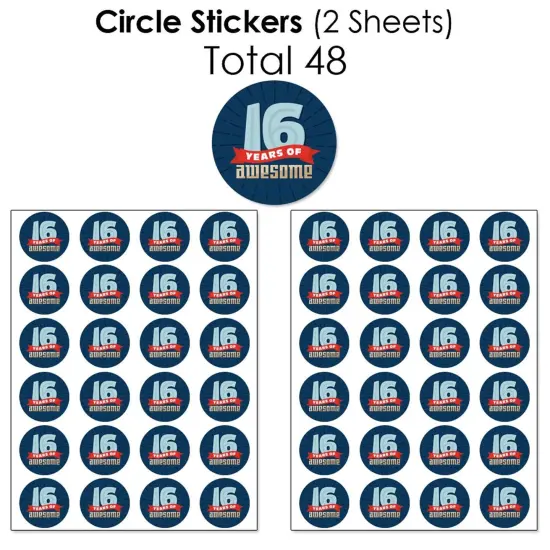 Big Dot of Happiness Boy 16th Birthday - Sweet Sixteen Birthday Party Candy Favor Sticker Kit - 304 Pieces {7}