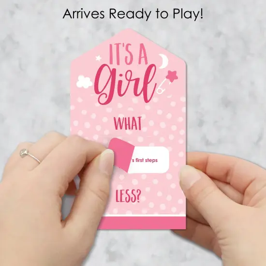Big Dot of Happiness Baby Girl - Pink Baby Shower Game Pickle Cards - Conversation Starters Pull Tabs - Set of 12 {3}