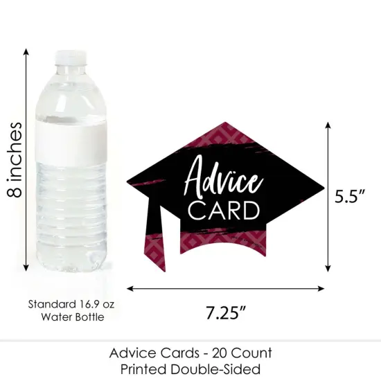 Big Dot of Happiness Maroon Grad - Best is Yet to Come - Burgundy Grad Cap Wish Card Grad Activities - Shaped Advice Cards Games - Set of 20 {6}