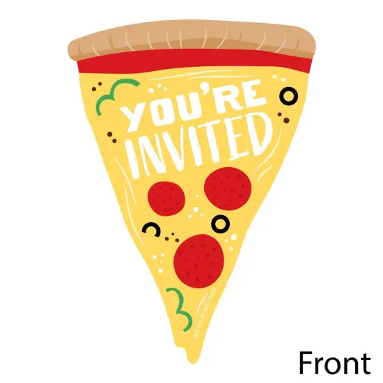 Big Dot of Happiness Pizza Party Time - Shaped Fill-in Invitations - Baby Shower or Birthday Party Invitation Cards with Envelopes - Set of 12 {3}