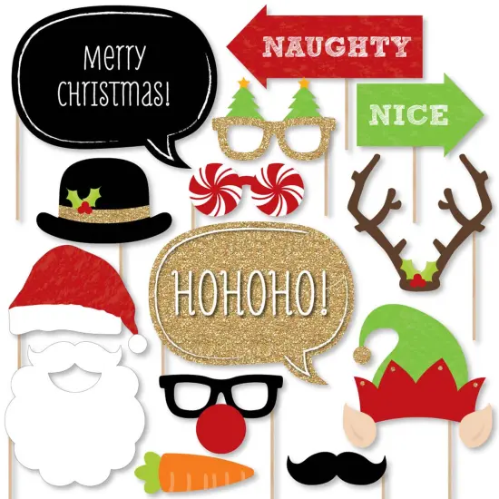 Big Dot of Happiness Christmas Party - Photo Booth Props Kit - 20 Count {1}