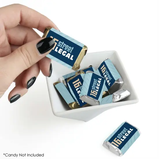 Big Dot of Happiness Boy 16th Birthday - Mini Candy Bar Wrapper Stickers - Sweet Sixteen Birthday Party Small Favors - 40 Count {3}