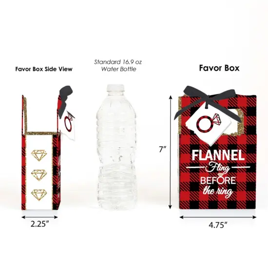 Big Dot of Happiness Flannel Fling Before the Ring - Buffalo Plaid Bachelorette Party Favor Boxes - Set of 12 {3}
