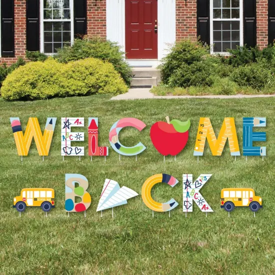 Big Dot of Happiness Back to School - Yard Sign Outdoor Lawn Decorations - First Day of School Classroom Yard Signs - Welcome Back {1}