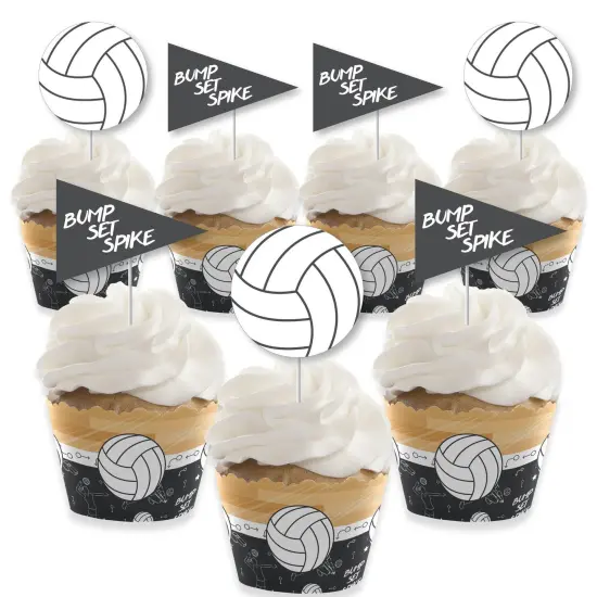 Big Dot of Happiness Bump, Set, Spike - Volleyball - Cupcake Decoration - Baby Shower or Birthday Party Cupcake Wrappers &Treat Picks Kit - Set of 24 {1}