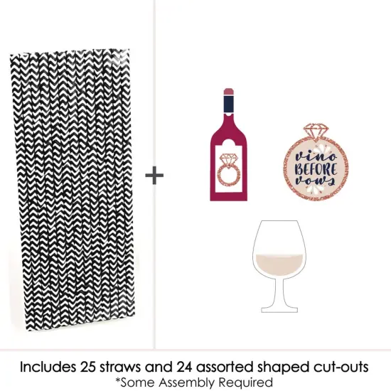 Big Dot of Happiness Vino Before Vows - Paper Straw Decor - Winery Bridal Shower or Bachelorette Party Striped Decorative Straws - Set of 24 {4}
