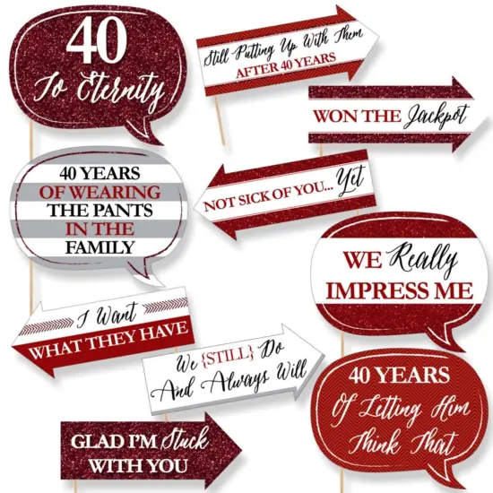 Big Dot of Happiness Funny We Still Do - 40th Wedding Anniversary - Anniversary Party Photo Booth Props Kit - 10 Piece {1}