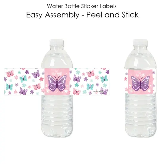 Big Dot of Happiness Beautiful Butterfly - Floral Baby Shower or Birthday Party Water Bottle Sticker Labels - Set of 20 {4}