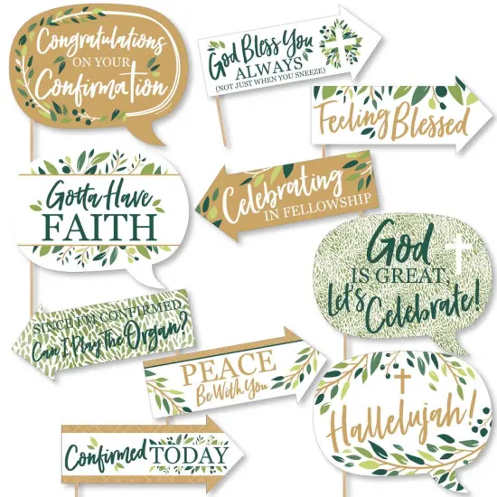 Big Dot of Happiness Funny Confirmation Elegant Cross - Religious Party Photo Booth Props Kit - 10 Piece {1}