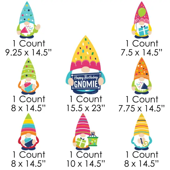 Big Dot of Happiness Gnome Birthday - Yard Sign and Outdoor Lawn Decorations - Happy Birthday Party Yard Signs - Set of 8 {7}