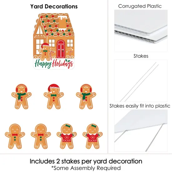 Big Dot of Happiness Gingerbread Christmas - Yard Sign and Outdoor Lawn Decorations - Gingerbread Man Holiday Party Yard Signs - Set of 8 {6}
