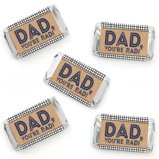 Big Dot of Happiness My Dad is Rad - Mini Candy Bar Wrapper Stickers - Father's Day Party Small Favors - 40 Count {1}