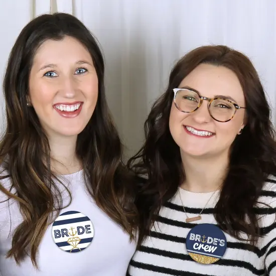 Big Dot of Happiness Last Sail Before The Veil - 3 inch Nautical Bachelorette and Bridal Shower Badge - Pinback Buttons - Set of 8 {6}