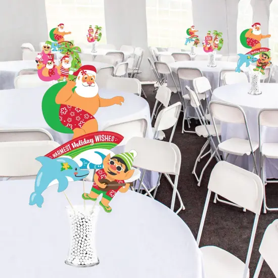 Big Dot of Happiness Tropical Christmas - Beach Santa Holiday Party Centerpiece Sticks - Showstopper Table Toppers - 35 Pieces {3}
