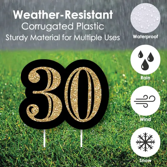 Big Dot of Happiness Adult 30th Birthday - Gold - Yard Sign and Outdoor Lawn Decorations - Happy Birthday Party Yard Signs - Set of 8 {4}