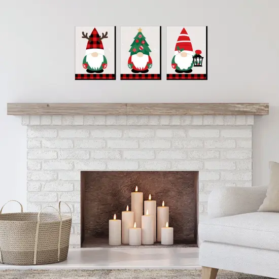 Big Dot of Happiness Red and Green Holiday Gnomes - Christmas Wall Art Room Decor - 7.5 x 10 inches - Set of 3 Prints {3}