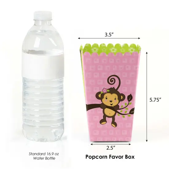 Big Dot of Happiness Pink Monkey Girl - Baby Shower or Birthday Favor Popcorn Treat Boxes - Set of 12 {3}