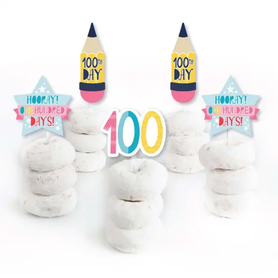 Big Dot of Happiness Happy 100th Day of School - Dessert Cupcake Toppers - 100 Days Party Clear Treat Picks - Set of 24 {3}