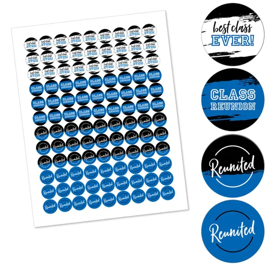 Big Dot of Happiness Reunited Blue - Royal Blue School Class Reunion Party Round Candy Sticker Favors - Labels Fits Chocolate Candy (1 sheet of 108) {3}