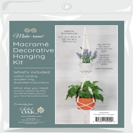 Solid Oak Macrame Decorative Hanging Kit-Double Plant Hanger {1}