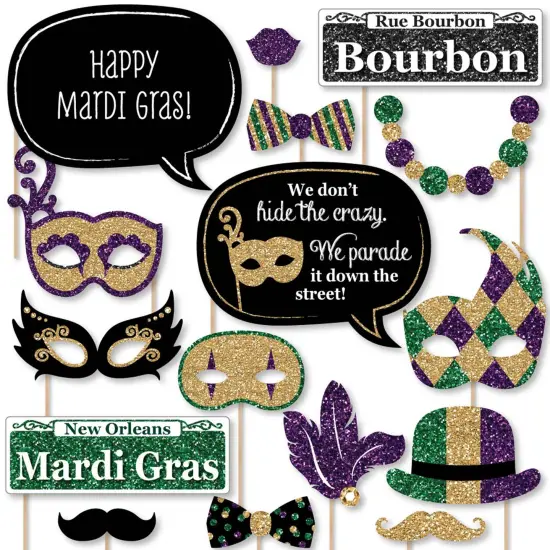Big Dot of Happiness Mardi Gras - Masquerade Party Photo Booth Props Kit - 20 Count {1}
