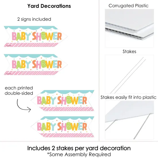 Big Dot of Happiness Colorful Baby Shower - Gender Neutral Party Sign Arrow - Double Sided Directional Yard Signs - Set of 2 {6}