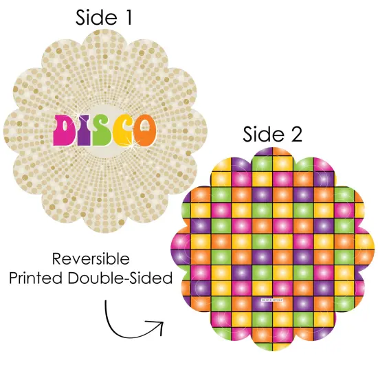 Big Dot of Happiness 70&rsquo;s Disco - 1970s Disco Fever Party Round Table Decorations - Paper Chargers - Place Setting For 12 {4}