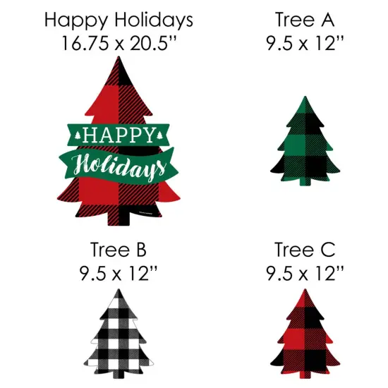 Big Dot of Happiness Holiday Plaid Trees - Yard Sign and Outdoor Lawn Decorations - Buffalo Plaid Christmas Party Yard Signs - Set of 8 {7}