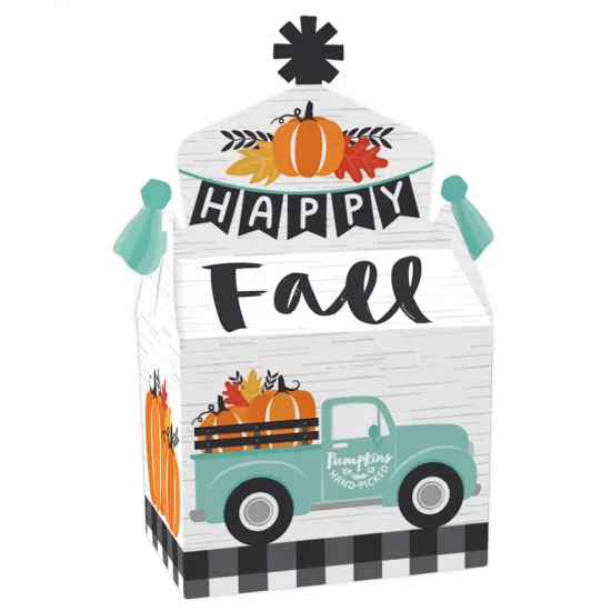 Big Dot of Happiness Happy Fall Truck - Treat Box Party Favors - Harvest Pumpkin Party Goodie Gable Boxes - Set of 12 {1}