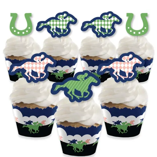 Big Dot of Happiness Kentucky Horse Derby - Cupcake Decoration - Horse Race Party Cupcake Wrappers and Treat Picks Kit - Set of 24 {1}