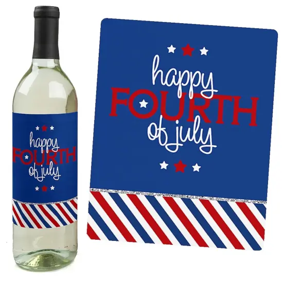 Big Dot of Happiness 4th of July - Independence Day Decorations for Women and Men - Wine Bottle Label Stickers - Set of 4 {4}