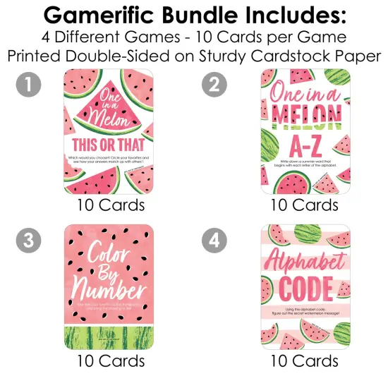 Big Dot of Happiness Sweet Watermelon - 4 Fruit Party Games - 10 Cards Each - Gamerific Bundle {4}