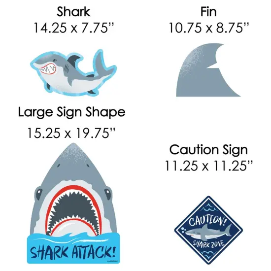 Big Dot of Happiness Shark Zone - Yard Sign and Outdoor Lawn Decorations - Jawsome Party or Birthday Party Yard Signs - Set of 8 {7}