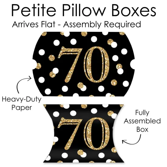 Big Dot of Happiness Adult 70th Birthday - Gold - Favor Gift Boxes - Birthday Party Petite Pillow Boxes - Set of 20 {7}