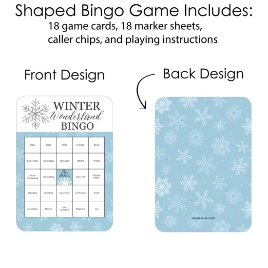 Big Dot of Happiness Winter Wonderland - Bingo Cards and Markers - Snowflake Holiday Party and Winter Wedding Bingo Game - Set of 18 {4}