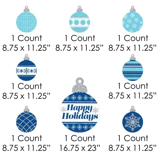 Big Dot of Happiness Blue and Silver Ornaments - Yard Sign and Outdoor Lawn Decorations - Holiday and Christmas Party Yard Signs - Set of 8 {7}