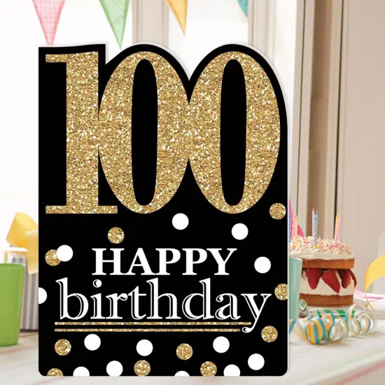 Big Dot of Happiness Adult 100th Birthday - Gold - Happy Birthday Giant Greeting Card - Big Shaped Jumborific Card {3}