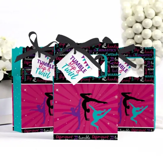 Big Dot of Happiness Tumble, Flip & Twirl - Gymnastics - Birthday Party or Gymnast Party Favor Boxes - Set of 12 {4}